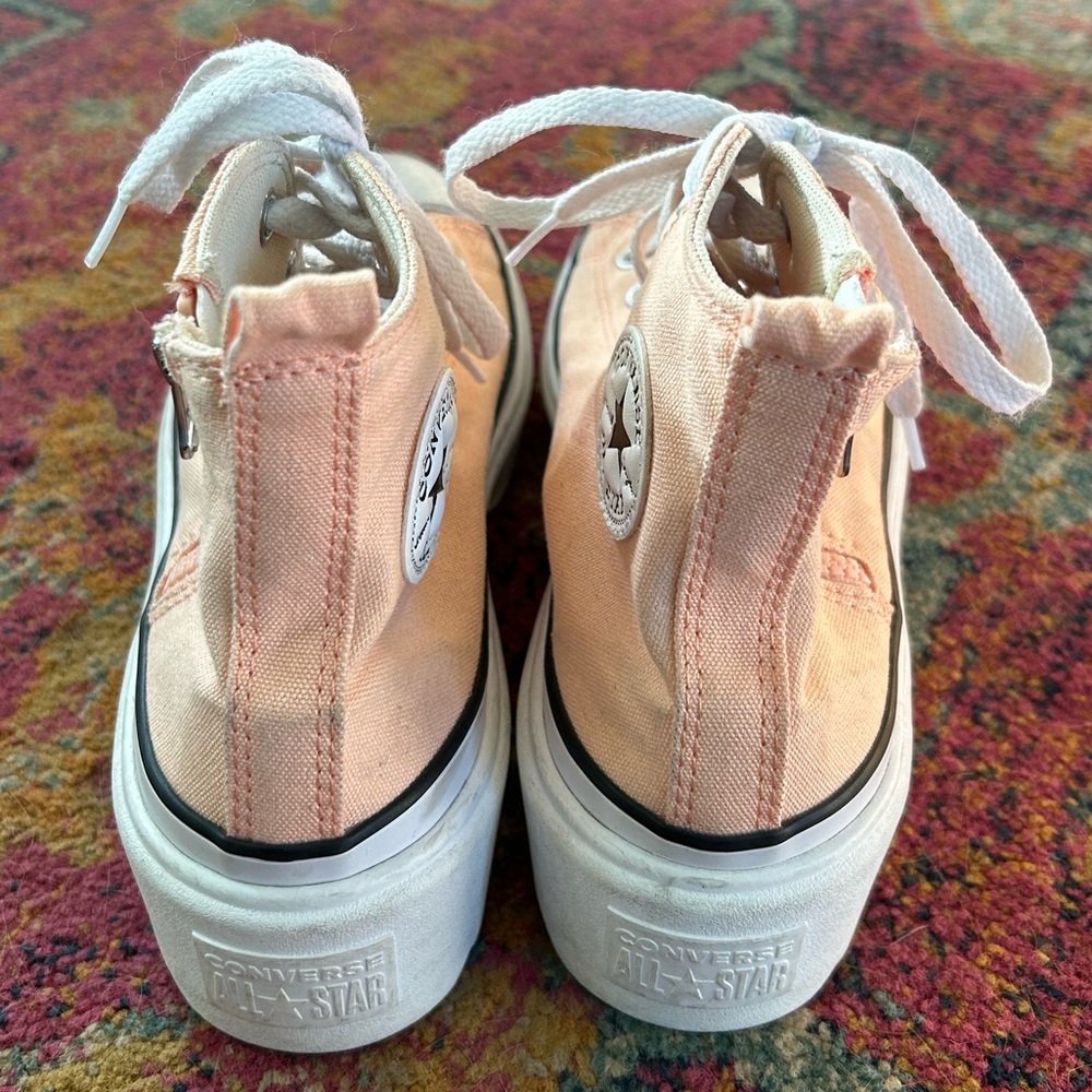 Converse | Women’s Peach All Star Lift Platform Side Zip Hi-Top Sneakers Sz 5.5 - Picture 12 of 16